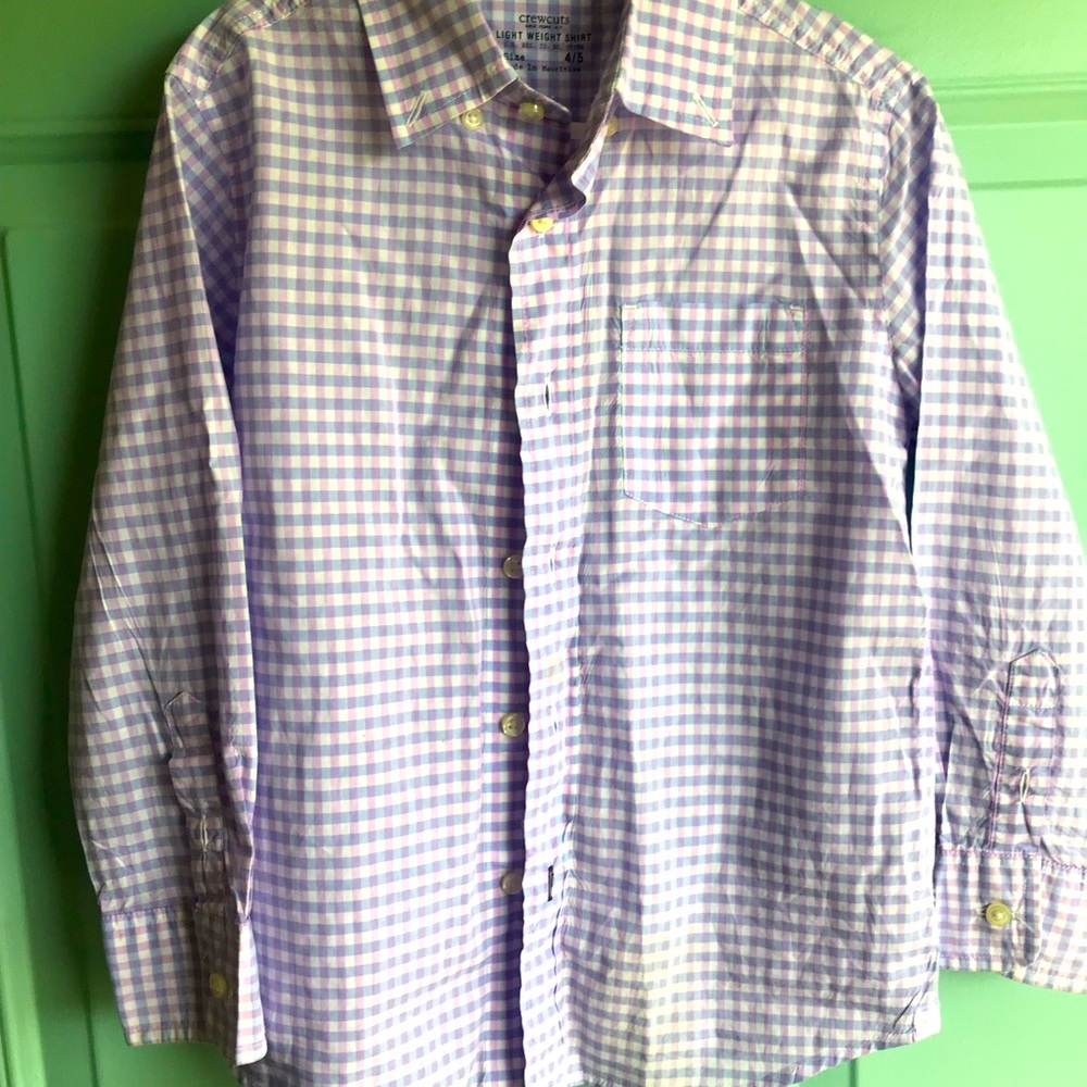 Crewcuts plaid button up. Size 4/5. Like new.